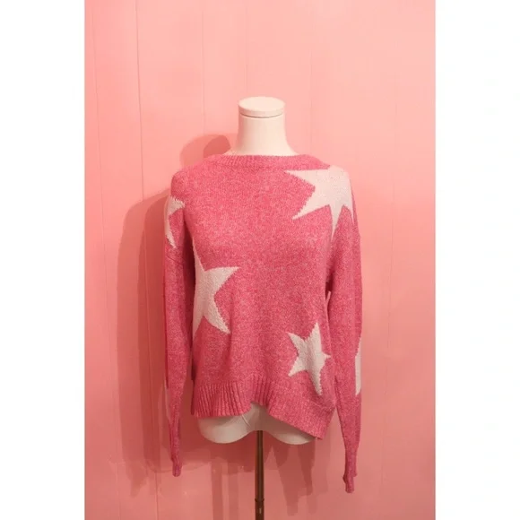Sparkles & Lace Pink Star Pattern Sweater - Picture 2 of 4